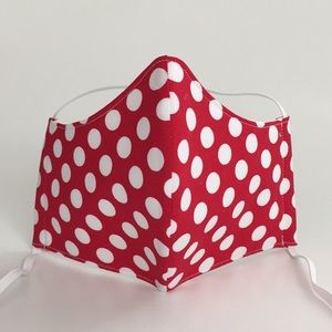 Red White Polka Dot Handmade Fabric Face Mask